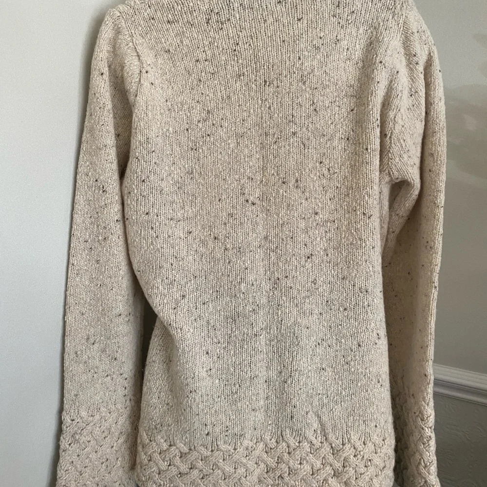 Cream Aran Trellis Pattern Wool and Cashmere Sweater - Picture 5 of 13